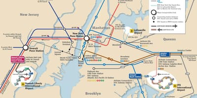 JFK மன்ஹாட்டன் சுரங்கப்பாதை வரைபடம்